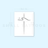 Minimalist Wave Cross Temporary Tattoo (Set of 3)