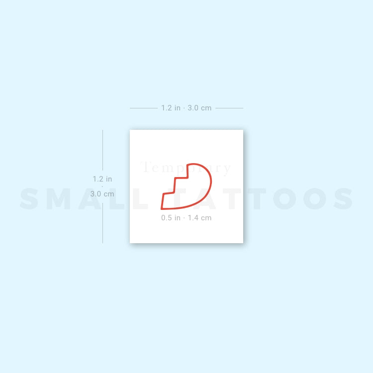 Matching Red Broken Heart Outline Temporary Tattoo (Set of 3+3)