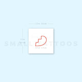 Matching Red Broken Heart Outline Temporary Tattoo (Set of 3+3)