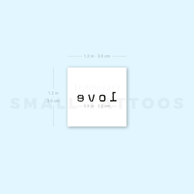 Typewriter Font 'Love' Temporary Tattoo (Set of 3)