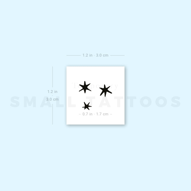 Tatuaje temporal minimalista de tres estrellas (juego de 3)