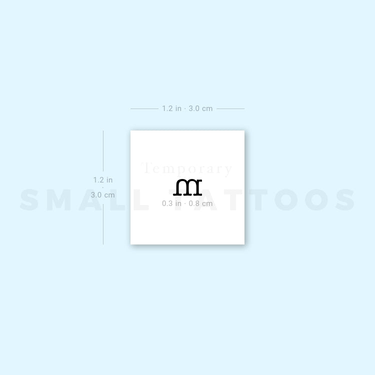M Lowercase Typewriter Letter Temporary Tattoo (Set of 3)