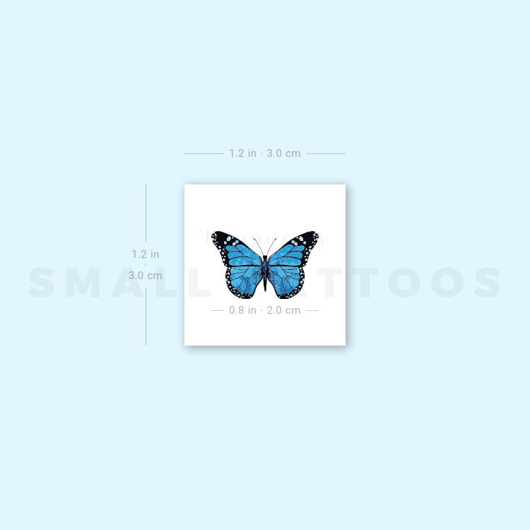 Tatuaje temporal de mariposa azul pequeña (juego de 3)