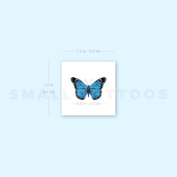 Small Blue Butterfly Temporary Tattoo (Set of 3)