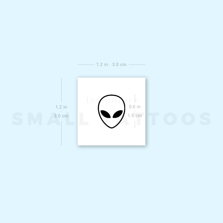 Small Alien Head Temporary Tattoo (Set of 3)