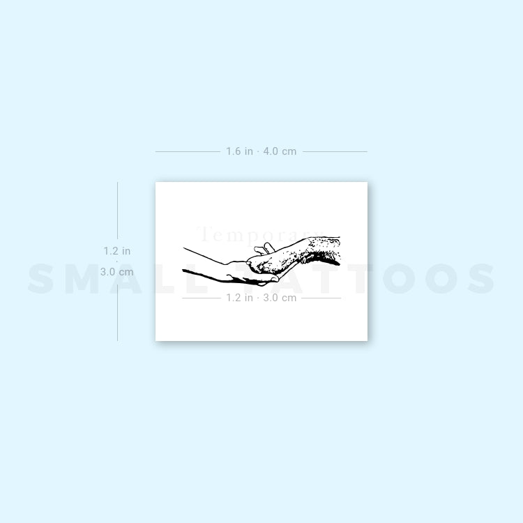Hand and Dog Paw Handshake Temporary Tattoo (Set of 3)