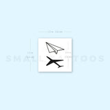 Paper Plane and Airplane Shadow Temporary Tattoo (Set of 3)