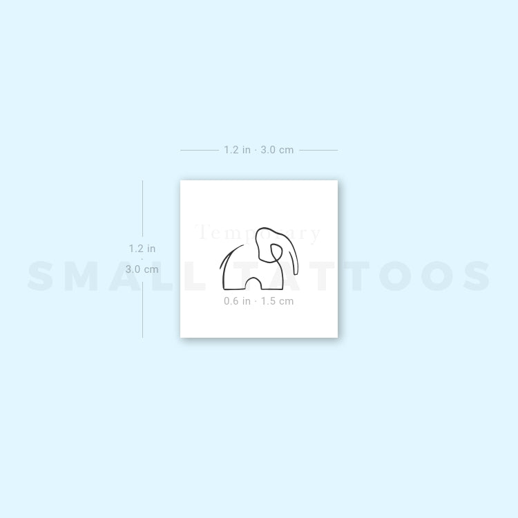 Tatuaje temporal de elefante de una línea (juego de 3)