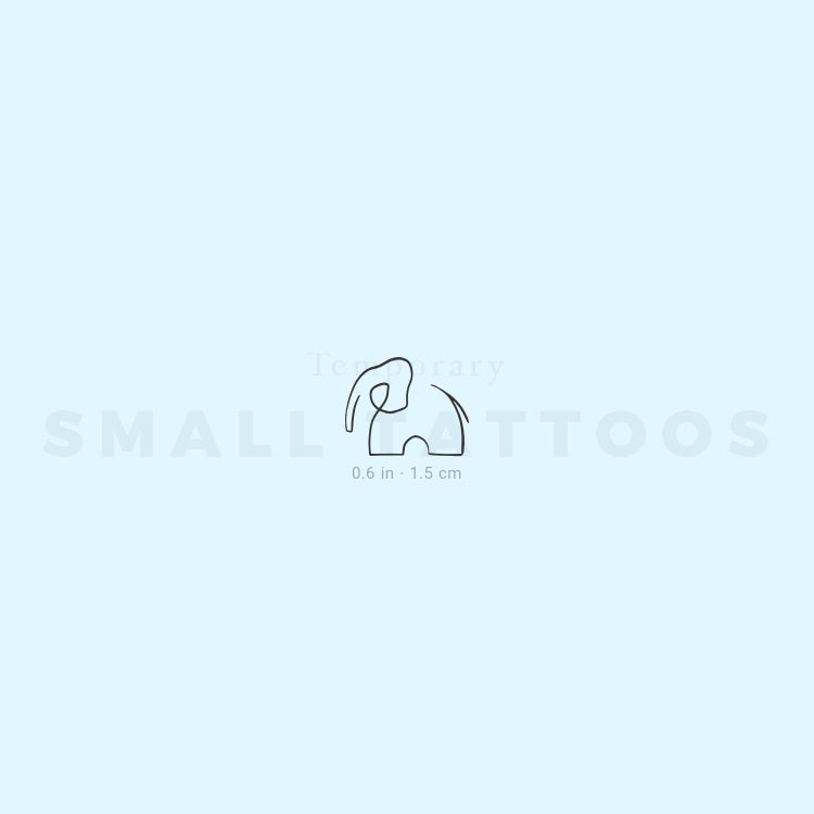One Line Elephant Temporary Tattoo (Set of 3)