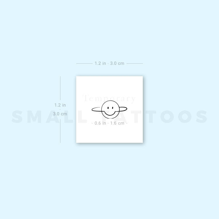 Tatuaje temporal de Saturno sonriente (juego de 3)