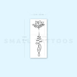 Continuous Line Unalome Lotus Temporary Tattoo (Set of 3)