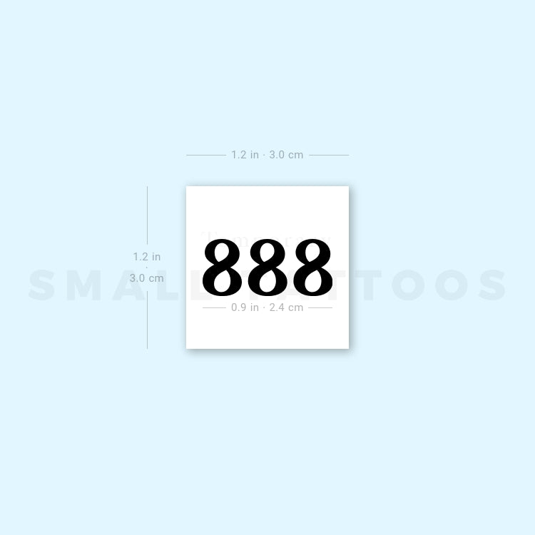 Tatuaje temporal del número angelical 888 (juego de 3)