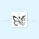 Half Floral Butterfly Temporary Tattoo by Malak Aboyosif - Set of 3