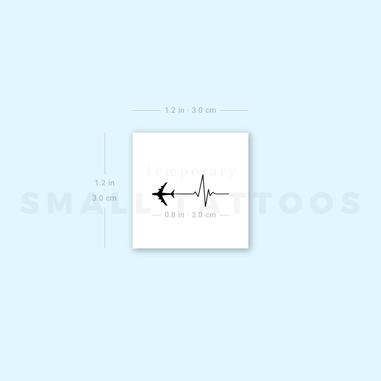 Airplane Heartbeat Temporary Tattoo (Set of 3)
