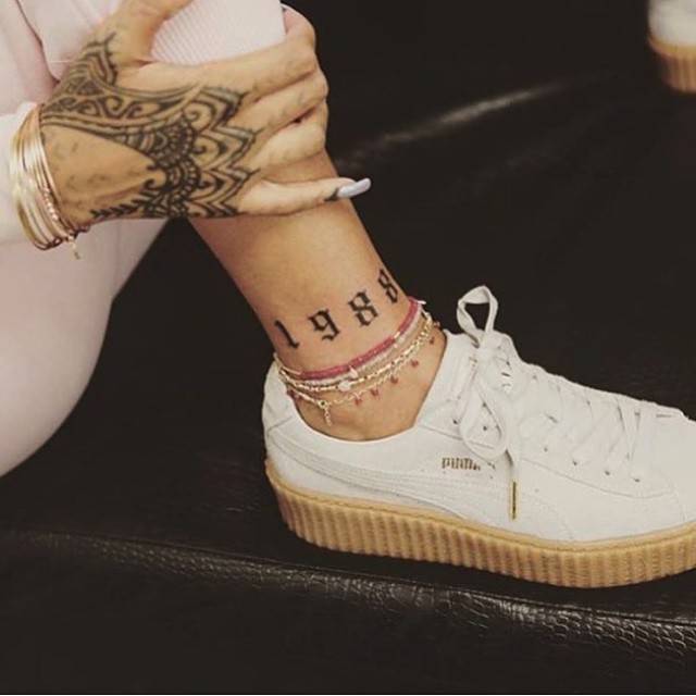 Rihanna's 1988 Birth Year Temporary Tattoo (Set of 3)