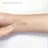 Small 222 Angel Number Temporary Tattoo (Set of 3)