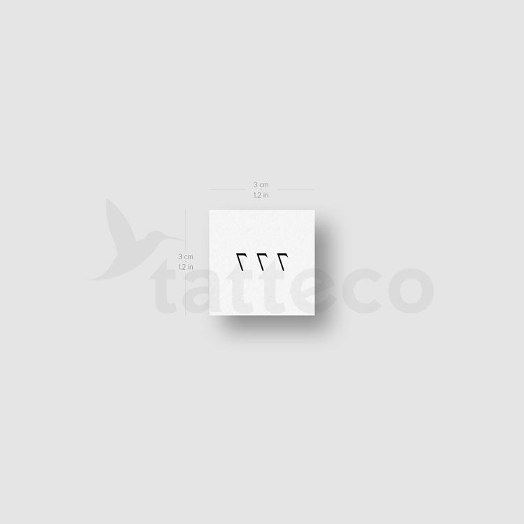 Small 777 Angel Number Temporary Tattoo (Set of 3)