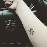 Floral Anatomical Heart Temporary Tattoo (Set of 3)