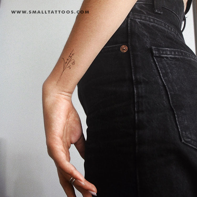 Harmlessberry's Fine Line Flower Bouquet III Temporary Tattoo