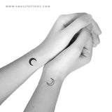 Matching Crescent Moon Temporary Tattoo  (Set of 3+3)