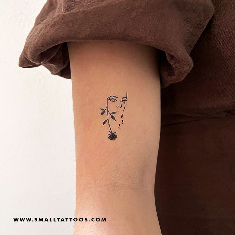 Tatuaje temporal de rosa llorando de Tukoi (juego de 3)