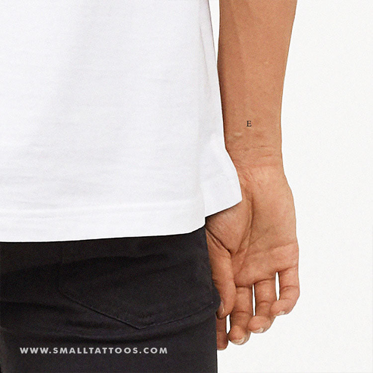 E Uppercase Serif Letter Temporary Tattoo (Set of 3)