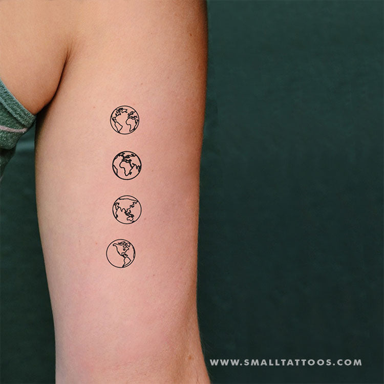 Small Planet Earth Temporary Tattoos (Set of 4x3)