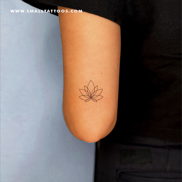 Tatuaje temporal de flor de loto de línea fina (juego de 3)