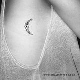 Flower Crescent Moon Temporary Tattoo (Set of 3)