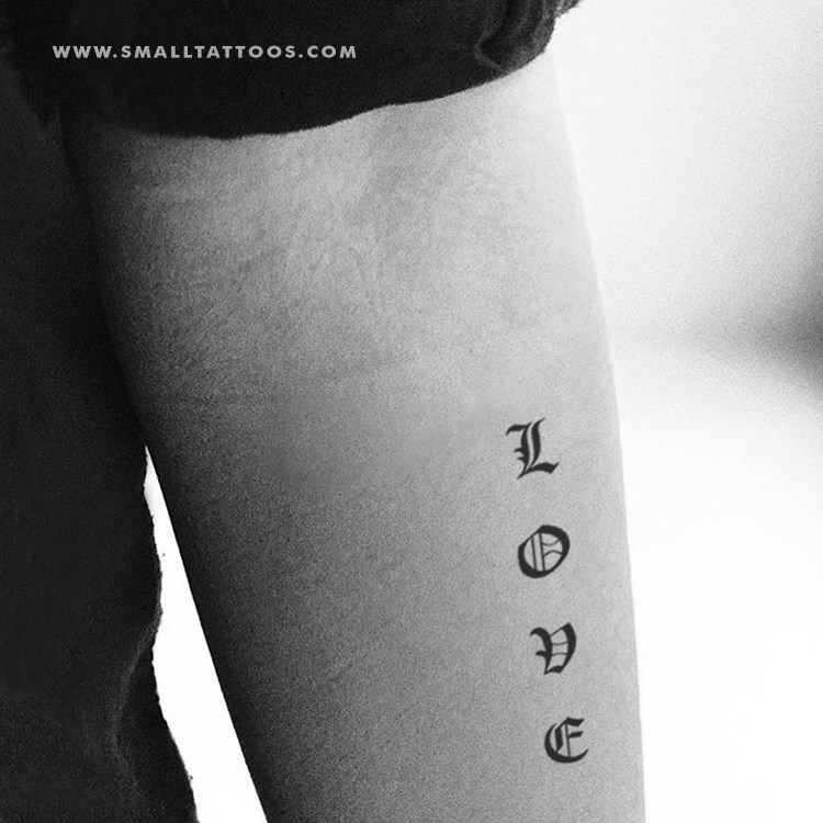 Tatuaje temporal gótico "Amor" (juego de 3)
