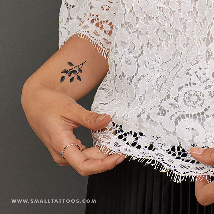 Tatuaje temporal de hojas grises de Zihee (juego de 3)
