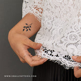 Grey Leaves Temporary Tattoo by Zihee (Set of 3)