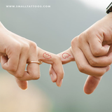 Matching Red Broken Heart Outline Temporary Tattoo (Set of 3+3)