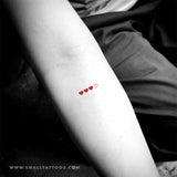 Red Loading Hearts Temporary Tattoo (Set of 3)
