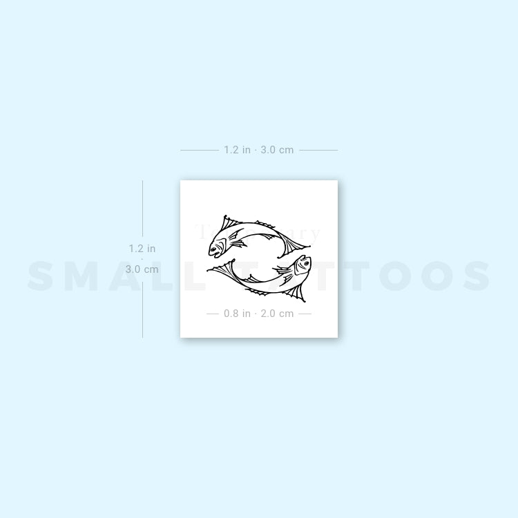 Tatuaje temporal de pareja de peces - Juego de 3