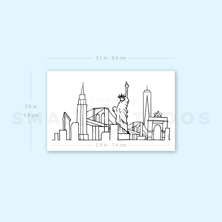 NYC Skyline Temporary Tattoo - Set of 3