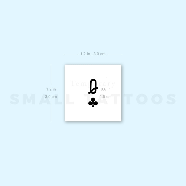 Small Queen Of Clubs Temporary Tattoo - Set of 3
