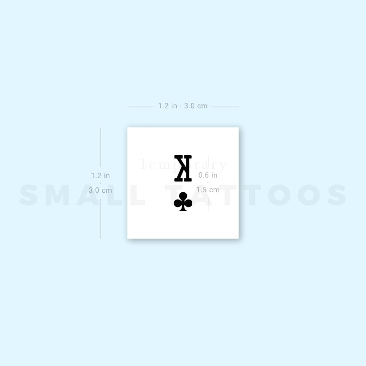 Small King Of Clubs Temporary Tattoo - Set of 3