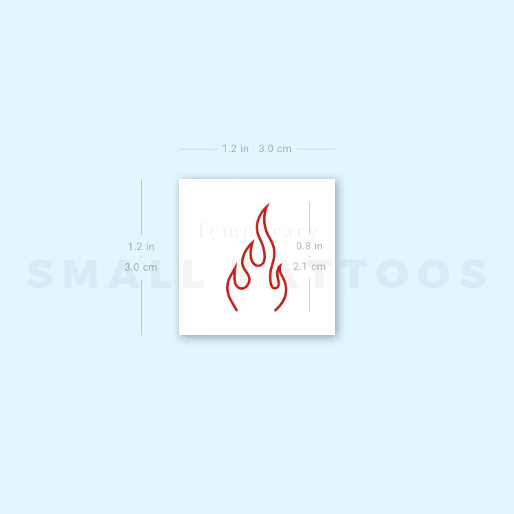 Red Fire Flame Temporary Tattoo - Set of 3