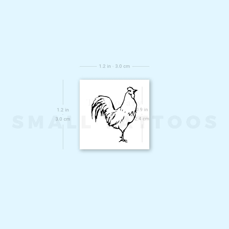 Rooster Temporary Tattoo - Set of 3