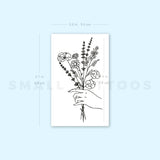 Hand Holding Flowers Temporary Tattoo (Set of 3)