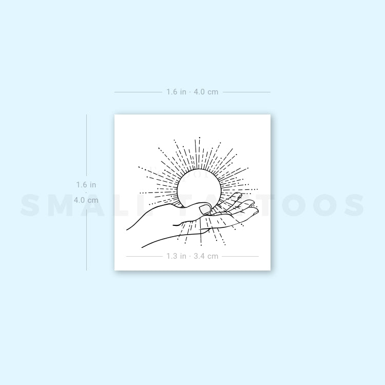 Tatuaje temporal de un sol sosteniendo una mano - Juego de 3