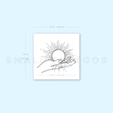Sun Holding Hand Temporary Tattoo - Set of 3