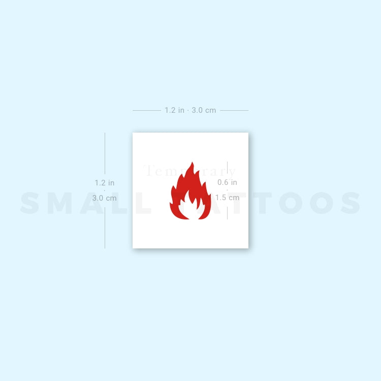 Small Red Fire Flame Temporary Tattoo - Set of 3