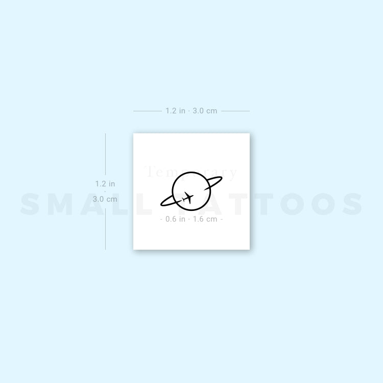 Flying Around Saturn Temporary Tattoo - Set of 3