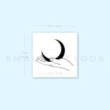 Moon Holding Hand Temporary Tattoo - Set of 3