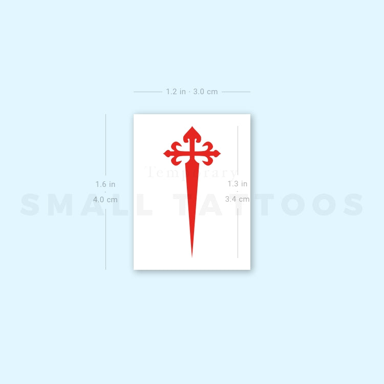 Cross Of Santiago Temporary Tattoo - Set of 3
