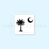 South Carolina Palm Tree And Moon Temporary Tattoo - Set of 3