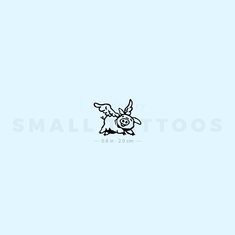 Small Flying Pig Temporary Tattoo - Set of 3
