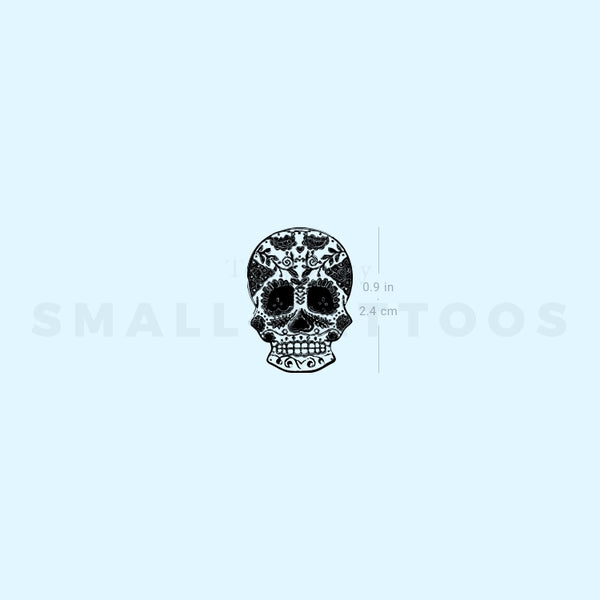 Small Black Sugar Skull Temporary Tattoo - Set of 3